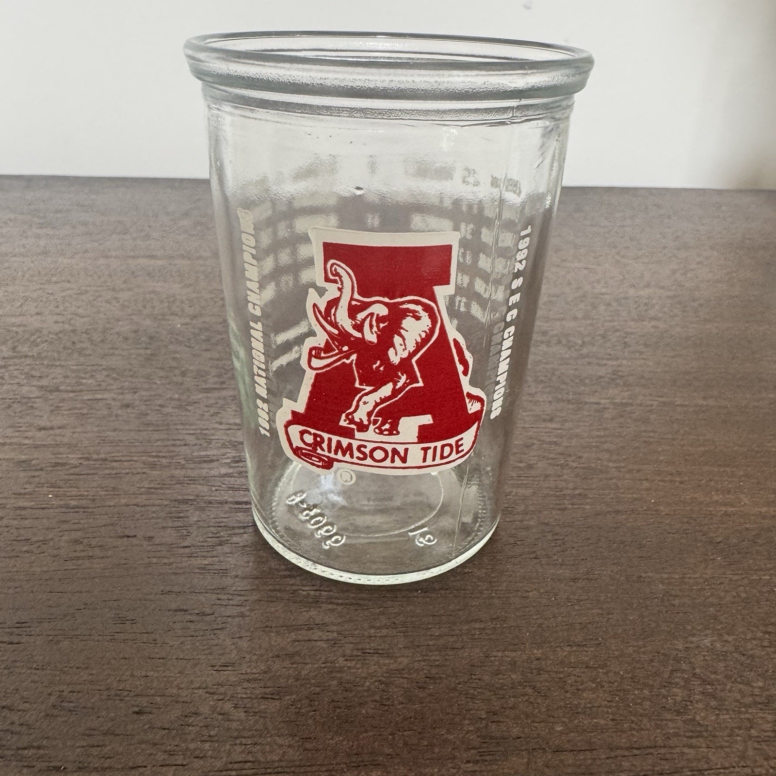 Alabama Crimson Tide Football 1992 Juice Glass National Champ Sec Roll Tide Vtg